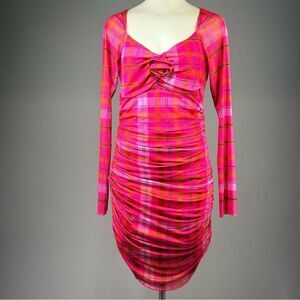 Chelsea & Violet Fuchsia Plaid Long Sleeve Dress (rack9)